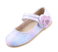 EIGHT KM Chaussures habillées pour Tout-Petites Filles Mary Jane Princesse Mariage Ballerines EKM7063 Paillettes Scintillantes Fleur Camélia Bleu étoilé Taille UE 28