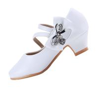 EIGHT KM EKM7018 Chaussures à talons hauts pour fille Mary Jane Princesse Chaussures de mariage brillantes scintillantes Chaussures pour enfant en bas âge, M Bow Athena Blanc, 28 EU