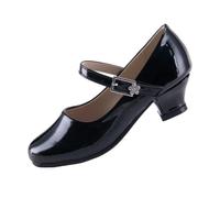 EIGHT KM Filles Chaussures À Talons Hauts Mary Jane Pompe De Fête De Mariage Princesse Chaussures EKM7015 Noir en Cuir Verni Taille EU 33