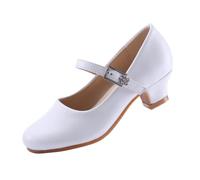 EIGHT KM Filles Talons Bas Mary Jane Robe Chaussures Formelle Pompes EKM7015 AthenaMicro Fiber Leather Blanc Taille 24