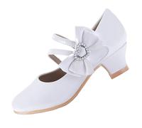 EIGHT KM Filles Talons Hauts Robe Chaussures Mary Jane Princesse Mariage Fête Pompe EKM7035 Cuir Verni Cœur Perle Nœud Blanc Taille EU 26