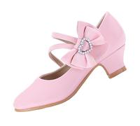 EIGHT KM Filles Talons Hauts Robe Chaussures Mary Jane Princesse Mariage Fête Pompe EKM7035 Cuir Verni Cœur Perle Nœud Rose Taille EU 26