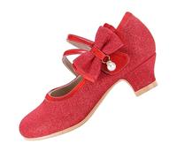 EIGHT KM Filles Talons Hauts Robe Chaussures Mary Jane Princesse Mariage Fête Pompe EKM7035 Étincelle Scintillante Perle Minerve Nœud Rouge Taille EU 31