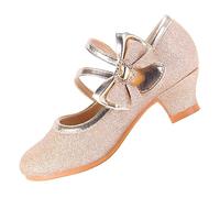 EIGHT KM Filles Talons Hauts Robe Chaussures Mary Jane Princesse Mariage Fête Pompe EKM7035 Étincelle Brillant Cœur Diamant Nœud Or Taille EU 35