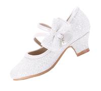 EIGHT KM Filles Talons Hauts Robe Chaussures Mary Jane Princesse Mariage Fête Pompe EKM7035 Étincelle Scintillante Cristal Perle Nœud Ivoire Taille EU 32