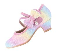 EIGHT KM Filles Talons Hauts Robe Chaussures Mary Jane Princesse Mariage Fête Pompe EKM7035 Étincelle Scintillante Cristal Perle Nœud Arc-en-Ciel Taille EU 36