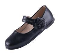 EIGHT KM Toddler Girls Dress Shoes Mary Jane Princess Ballerines de Mariage Chaussures EKM7063 Cuir Microfibre Fleur Camélia Lustré Noir EU Taille 30