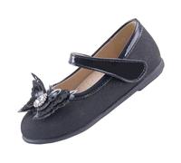 EIGHT KM Toddler Girls Dress Shoes Mary Jane Princess Wedding Ballerines Chaussures EKM7063 Sparkly Glitter Papillon Minerva Noir EU Taille 26