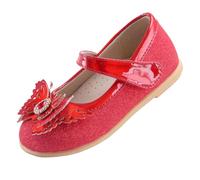 EIGHT KM Toddler Girls Dress Shoes Mary Jane Princess Wedding Ballerines Chaussures EKM7063 Sparkly Glitter Papillon Minerva Rouge EU Taille 26