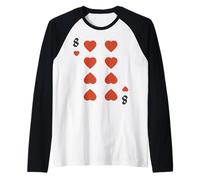 Eight of Hearts Deck of Cards Costume de Groupe d'halloween Manche Raglan