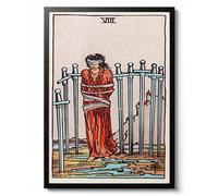 Eight of Swords Affiche vintage de tarot magique, portrait fantaisie, art mural, décoration murale, illustration spirituelle, cadeau, archivage mat, 50 x 70 cm (encadré) - 50 x 70 cm