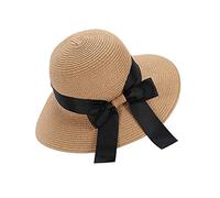 EightSpace Chapeau de Soleil Femme Été, Chapeau de Paille Pliable à Large Bord, Soleil Anti UV Élégant Chic de Soleil Beach Chapeaux (Marron)