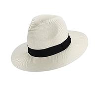 EightSpace Chapeau de Soleil Panama, Chapeaux d'été Large Bord Respirant Occasionnel pour Voyage Plage Beach Femme Homme Unisexe Adulte (Blanc)