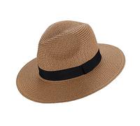 EightSpace Chapeau de Soleil Panama, Chapeaux d'été Large Bord Respirant Occasionnel pour Voyage Plage Beach Femme Homme Unisexe Adulte (Brun)