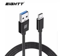 Eightt - câble usb 3.0 vers type c - 1.0m - tresse nylon - couleur noire