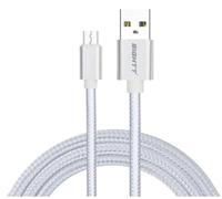 Eightt - câble usb vers microusb 1.0m - tresse nylon - couleur argent