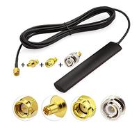 Eightwood Antenne 4G LTE Connecteur SMA Mâle 3dBi Support de Verre + 3 Adaptateurs SMA à BNC / TS9 / RP-SMA pour Routeur 2G 3G 4G Wirelees WiFi Dab + Véhicule Radio Téléphone Portable