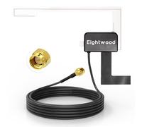 Eightwood Antenne Dab+ Active pour Voiture, Amplificateur Intégré, Câble Coaxial 3M avec Connecteur SMA, Support Aimant/Vitre, Compatible Autoradio Pioneer、Alpine、Blaupunkt、Clarion