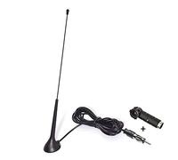 Eightwood Antenne Voiture FM Antenne Radio avec Base aimantée Adaptateur DIN Câble RG174 300cm + Adaptateur DIN Prise 41585 à ISO pour Voiture FM Radio Camions Voitures Universelle