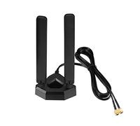 Eightwood Antenne WiFi 6E Tri-Bande 2.4/5/6GHz, Antenne Routeur Externe avec Base Magnétique et Câble RP-SMA 2M, pour Carte PCIe/PC/Routeur Gaming, Compatible Netgear, ASUS, TP-Link，Bluetooth