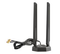 Eightwood Antenne WiFi 7 WLAN 6E - 2,4 GHz - 5 GHz - 6 GHz - Adaptateur RP-SMA - Base magnétique - Avec câble d'extension de 2 m - Pour PC, carte mère Bluetooth, cartes WiFi, cartes PCI, WiFi, routeur