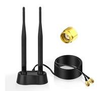 Eightwood Antenne WiFi Double Bande 2,4 GHz/5,8 GHz-Amplificateur Signal Haute Puissance 7 dBi-Base Magnétique-Câble RP-SMA 2M - Compatible Routeurs, PC, Carte Mère, Caméras IP (Omnidirectionnelle)