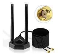 Eightwood Antenne WiFi Double Bande 2.4G/5.8G Omnidirectionnelle 5dBi Routeur de Bureau Répéteur de Signal antenne Base Magnétique avec Câble d'extension RP-SMA 200cm pour Cartes WiFi Carte PCI