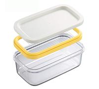 Eighty Beurrier en plastique avec couvercle scellé et coupe-boutant - Boîte de rangement rectangulaire sans BPA - Beurre transparent 2 en 1