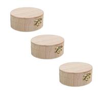 Eighty Lot de 3 boîtes à bijoux rondes en bois - 9,8 x 9,8 x 4,3 cm