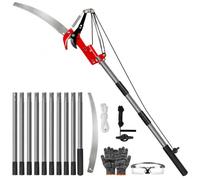 EIGHTZEROES Sécateur télescopique 2 en 1 de 4,3 m | Mât extensible de 4,3 m avec élagueur, lame de scie en acier au carbone et système à double poulie pour un élagage plus