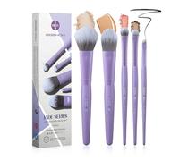 EIGSHOW Lot de 5 Pinceaux de Maquillage Professionnels - Poils aux Ions Argentés - Pinceaux Maquillages pour Fond de Teint, Poudre, Fard à Paupières, Eyeliner - Pour un Maquillage Quotidien (Violet)