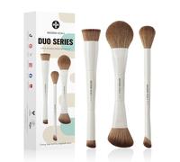 EIGSHOW Pinceaux Maquillages, 3 pièces kit pinceaux maquillages à double extrémité, Set Pinceau Maquillage en fibres synthétiques douces, Convient pour les poudres liquides et crémeuses(Beige)