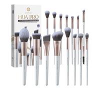 EIGSHOW Set de Brosses à Maquillage,15 Pièces MUA PRO Série Brosses Profes-sionnelles à Poils à Ions d’Argent pour Fond de Teint,Fard à Joues,Correcteur,Eyeliner,Set Cadeau de Voyage (Or champagne)