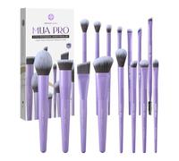 EIGSHOW Set de Brosses à Maquillage,15 Pièces MUA PRO Série Brosses Profes-sionnelles à Poils à Ions d’Argent pour Fond de Teint,Fard à Joues,Correcteur,Eyeliner,Set Cadeau de Voyage (Violet Mat)