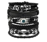 Eigso 5 Bracelets En Cuir Punk Avec TêTe De Mort Pour Homme Femme Bracelet Vintage Oeil MaléFique