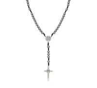 Eigso 8 MM hématite chapelet perles Collier pour hommes femmes prier Collier catholique chrétienne croix crucifix Colliers pour homme femme