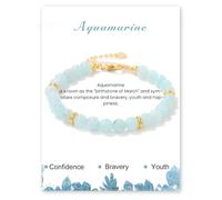 Eigso Aquamarine Stone Beads Bracelet pour Femme Homme Unisex Fashion Jewelry Beads Bangle pour Femme Homme