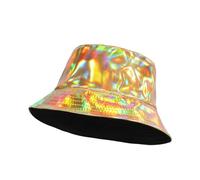 Eigso Hip Hop imperméable Seau métallique Chapeau pour Femmes Hommes Unisexe Mode été Plage Or Chapeau de Soleil pour Femmes Hommes