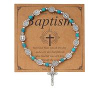 Eigso hommes chapelet pierre bracelet Saint Benoît médaille agate bracelets pour homme prière bracelet
