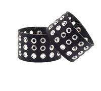 Eigso Men's Leather Cuff Bracelet Set Retro Eyelet Rivet Bracelets Biker Accessory