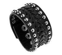 Eigso Noir Bracelet large Clouté Rock Punk Bracelet de force Motard Manchette en Cuir PU Gothique Rétro vintage Pour Homme Femme Réglable