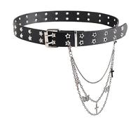 Eigso Punk Gothique Ceinture Cuir Classique Pendentif de Papillon Croix Chaîne de taille Femme Homme