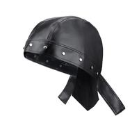 Eigso Punk Leather Studded Biker Cap for Men Women Vintage 80s Motorcycle Dressing Headband for Man Woman