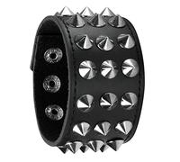 Eigso Spike Clouté Rock Punk Biker Large Sangle PU Bracelet Goth Rivet Boucle Bracelet pour Hommes Femmes