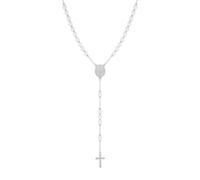 Eigso unisexe en acier inoxydable pendentif crucifix pour les hommes femmes 6 MM chaîne chapelet perles collier pour homme femme