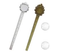 EIH 2 Pcs Marque Page,Marque Page Personnalisable,avec Plateaux à Inoxydable,Rond Lunette Plateau,Blank Book Marks,Règle Signet,pour DIY Artisanats Fabrication