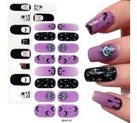 EIH 2 Pièces 32 Patchs Ongles Autocollants Adhesif,Bandes à Ongles En Gel Semi-Durci,Autocollants D'halloween,Stickers Ongles,Stickers Ongles Nail Art,Autocollant Ongle,Deco Ongle Nail Art