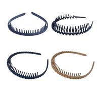 EIH Lot de 4 bandeaux à cheveux en zigzag pour femme, serre-tête ondulé, Invisibobble antidérapant avec dents antidérapantes, pour sports de plein air, yoga (multicolore)