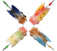 EIH Lot de 4 Sifflets à Oiseaux,Sifflet Oiseau,Sifflet Enfant,En Céramique Faite à la Main,Forme du Rouge Gorge,Avec Son du Chant Des Oiseaux Clairs,Convient pour les Jeux en Plein air