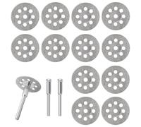 EIH1 12PCS Disque Diamant de Coupe 22mm Diamant Mini Disques à Tronçonner Lame de Scie Circulaire avec 2 Pièces Mandrins Tiges pour Disques Rotatifs pour Outils Rotatifs Verre Gemmes